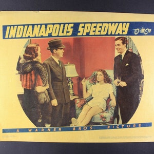 1939 Indianapolis Speedway Movie Lobbykaart 11 x 14", Devil on Wheels Golden Era Hollywood originele vintage kleine poster, pre-WWII bioscoop