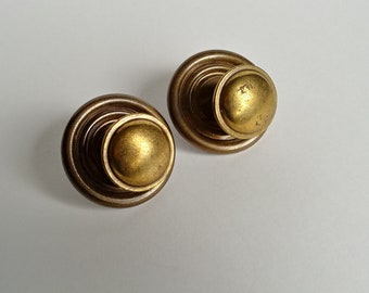 Classic round brass drawer pulls, pair of 2 brass furniture knobs