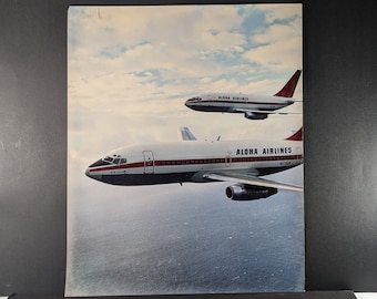 Vintage 1960s Aloha Airlines Boeing 737 airplane travel photo poster  16x20", vintage air travel photo enlargement, airline advertisement