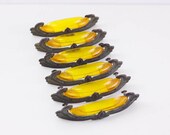 Orange bakelite Art Deco drawer pull, drawer handles, sunburst bakelite on brassed copper