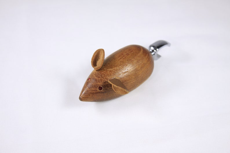 Vintage Danish Teak wooden mouse bottle opener DENMARK, mcm home decor, animal bottle opener, bar car tool, bar tools image 9