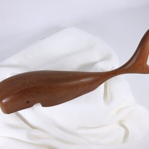 Large teak whale bottle opener, mid century modern bar wares, nautical home decor image 8