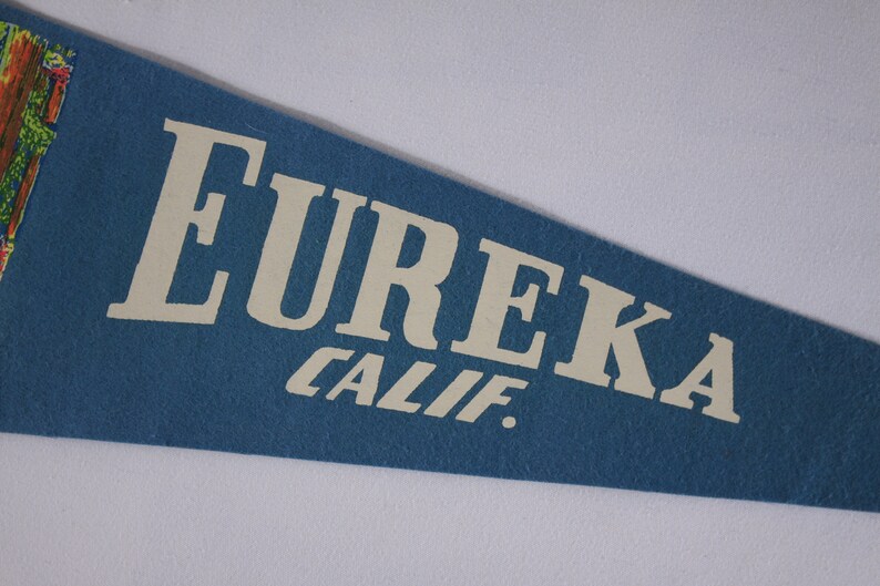 Vintage 26 NEON Eureka California felt pennant, redwood forest tourist souvenir, travel outdoor hiking souvenir image 7