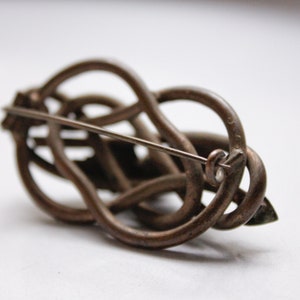 Large antique celtic knot brooch, infinity knot lovers brooch, endless knot mourning jewelry ca 1900-1910 image 5