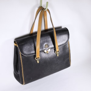 1950er Jahre MORBITO Paris schwarze Leder Geldbörse, Vintage zweifarbige Parian Handtasche, authentische Vintage Designer Geldbörse