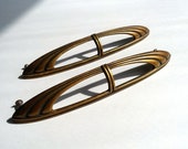 Large 9.25 inch Art deco brass drawer pulls, cabinet handles set of 2