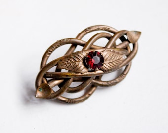 Large antique celtic knot brooch, infinity knot lovers brooch, endless knot mourning jewelry ca 1900-1910