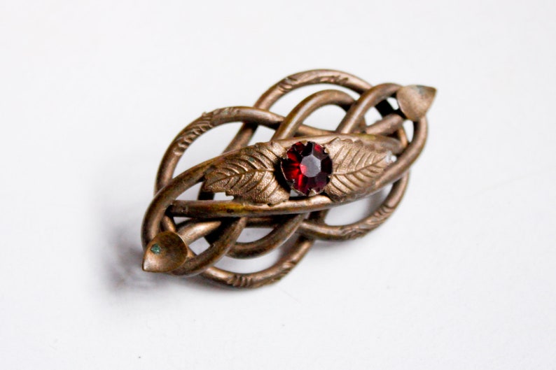 Large antique celtic knot brooch, infinity knot lovers brooch, endless knot mourning jewelry ca 1900-1910 image 1