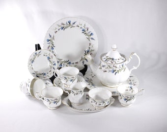 CHOOSE Royal Albert Brigadoon fine porcelain large teapot, teacups, plates, sugar and creamer set