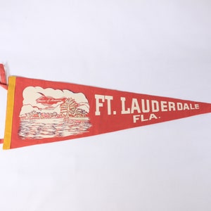 Vintage Fort Lauderdale Florida felt pennant, spring break souvenir pennant, dorm room decor flag image 3