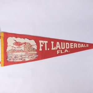 Vintage Fort Lauderdale Florida felt pennant, spring break souvenir pennant, dorm room decor flag image 2