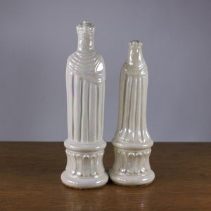 PAIR 66.5 Medieval King and Queen wedding cake toppers pearlescent porcelain, vintage large ceramic chess pieces image 6