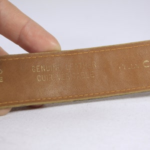 1970s caramel brown leather belt 33 size Large, vintage Ceinture EMMANUEL belt patterned atomic 1970s ladies belt, genuine leather belt image 6