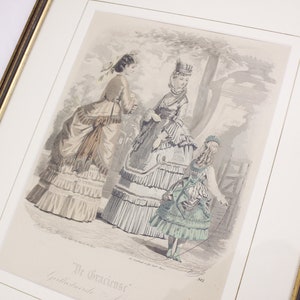 1900s Fashion Print De Gracieuse, Geillustreerde Aglaja no. 962 hand coloured engraving in simple frame image 5