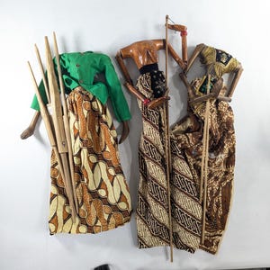 3 Vintage Wayang Golek wooden puppet - bodies only