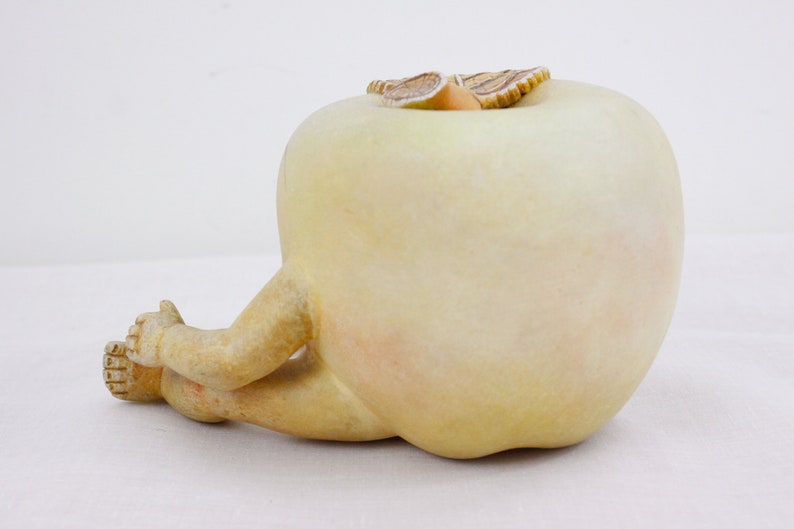 Vintage 'apple boy' surrealist sculpture by Ismael Franco, ceramic surreal art figure image 6