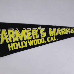 Vintage 27 NEON Hollywood Farmers Market pennant green yellow, vintage travel tourist souvenir image 4