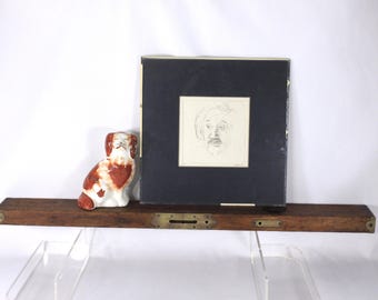 Antique 30" Stanley Wood & Brass Spirit Level No 3: 1890 Carpentry Tool, industrial shallow shelf