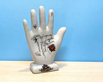 The Hand Ceramic Palmistry hand, Fortune telling Life Lines Alchemy Occult decoration piece