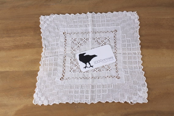 Vintage soft cotton handkerchief, drawn thread / … - image 7