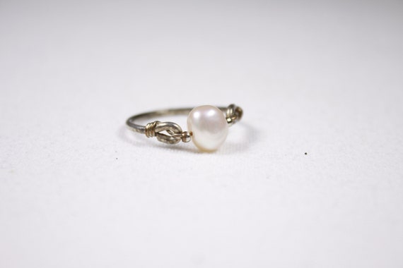 Vintage Silver Pearl Ring Simple Wire Ring Jewelry Beach - Etsy