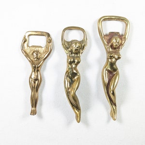 CHOOSE Solid brass naked woman erotic Bottle Opener, Vintage Erotik adult bar wares, female forms Cap Bottle Opener image 1