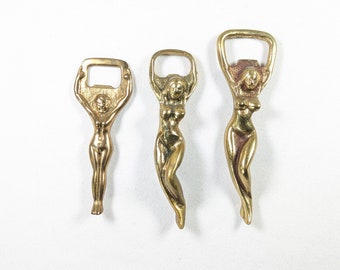 CHOOSE Solid brass naked woman erotic Bottle Opener, Vintage Erotik adult bar wares, female forms Cap Bottle Opener