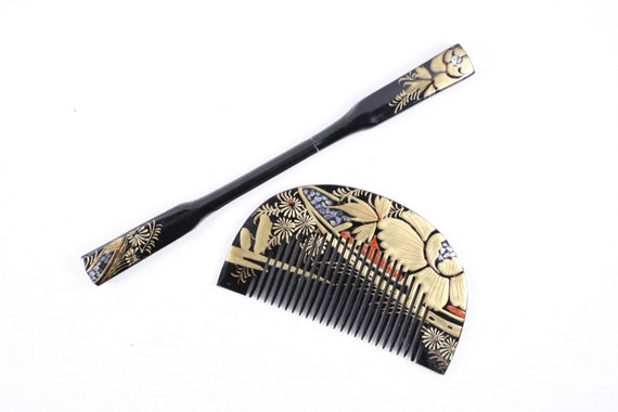 Vintage Japanese Kushi Comb and Kanzashi Hair Pin… - image 2