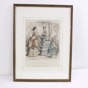 1900s Fashion Print De Gracieuse, Geillustreerde Aglaja no. 962 hand coloured engraving in simple frame image 6