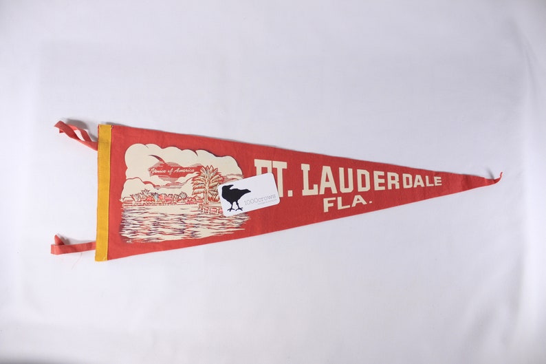 Vintage Fort Lauderdale Florida felt pennant, spring break souvenir pennant, dorm room decor flag image 4