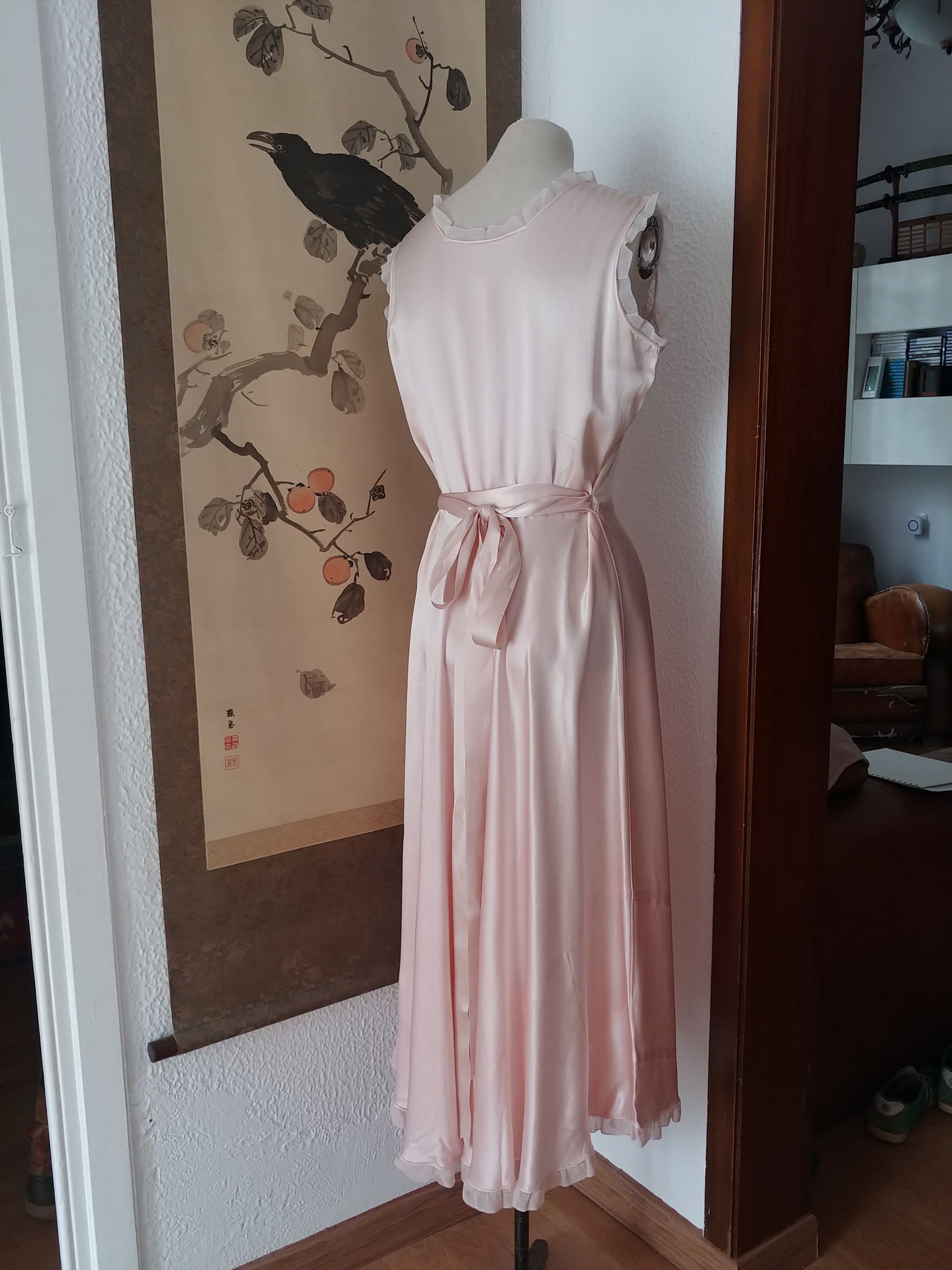 1930s Pink Liquid Satin Nightgown With Matching Sleep Shorts M - Etsy ...