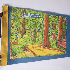 Vintage 26 NEON Eureka California felt pennant, redwood forest tourist souvenir, travel outdoor hiking souvenir image 4