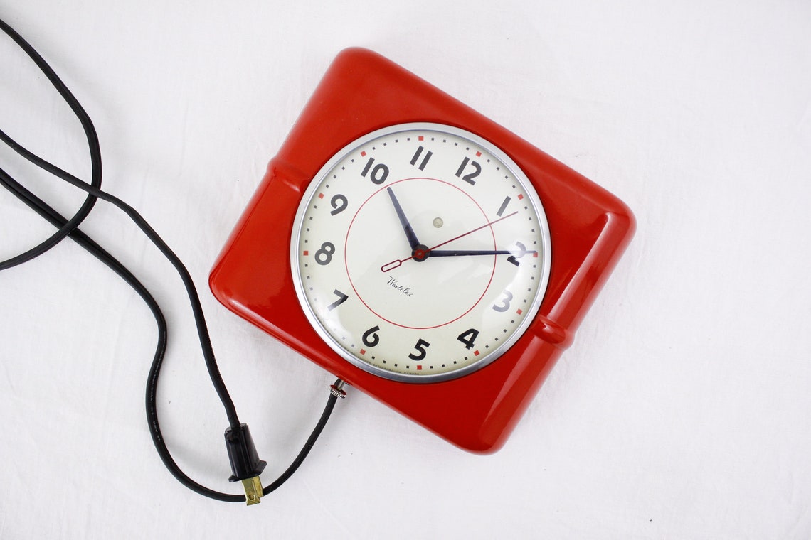 Vintage Westclox Belfast red electric wall clock 1947 1954 Etsy