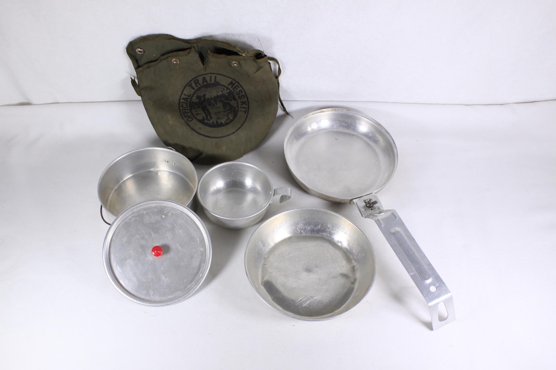 Vintage Official Trail Mess Kit Cooking Set, Boy Scouts Camping Cooking