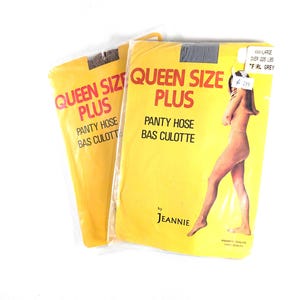 Vintage XXXL Plus Size Pantyhose by Jeannie, fits 225 lbs and OVER, Pearl Grey + Beige brown, XXX-Large hosiery stockings