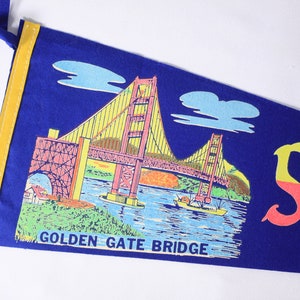 Vintage 26 NEON San Francisco California Golden Gate Bridge tourist souvenir pennant, vintage travel souvenir image 8