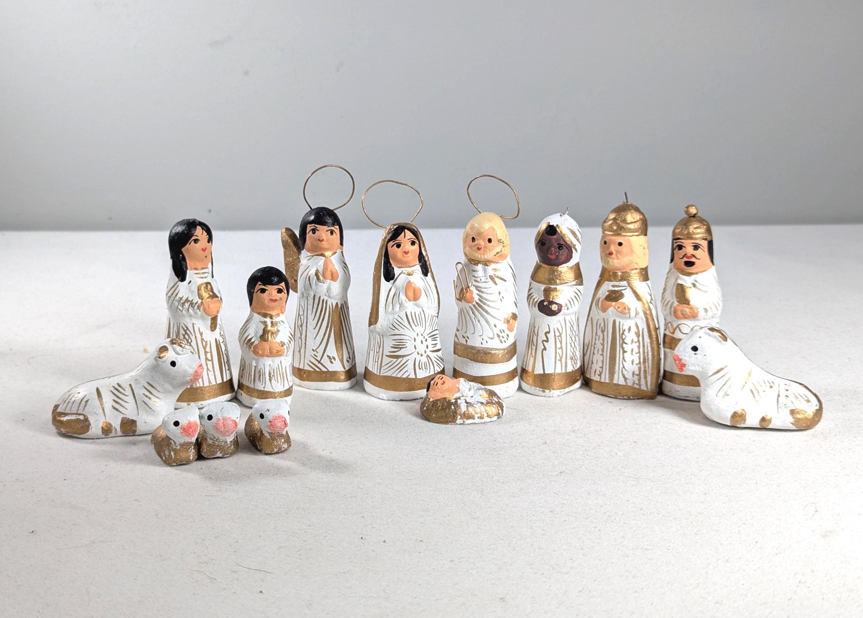 Lot De 4 Amphores Colorées En Terre Cuite - 3,5 Cm - Décoration Crèche