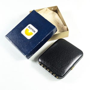 New Old Stock BUXTON Roche Black leather key wallet, key holder for 6 keys, vintage key-tainer East India Calf made in Canada