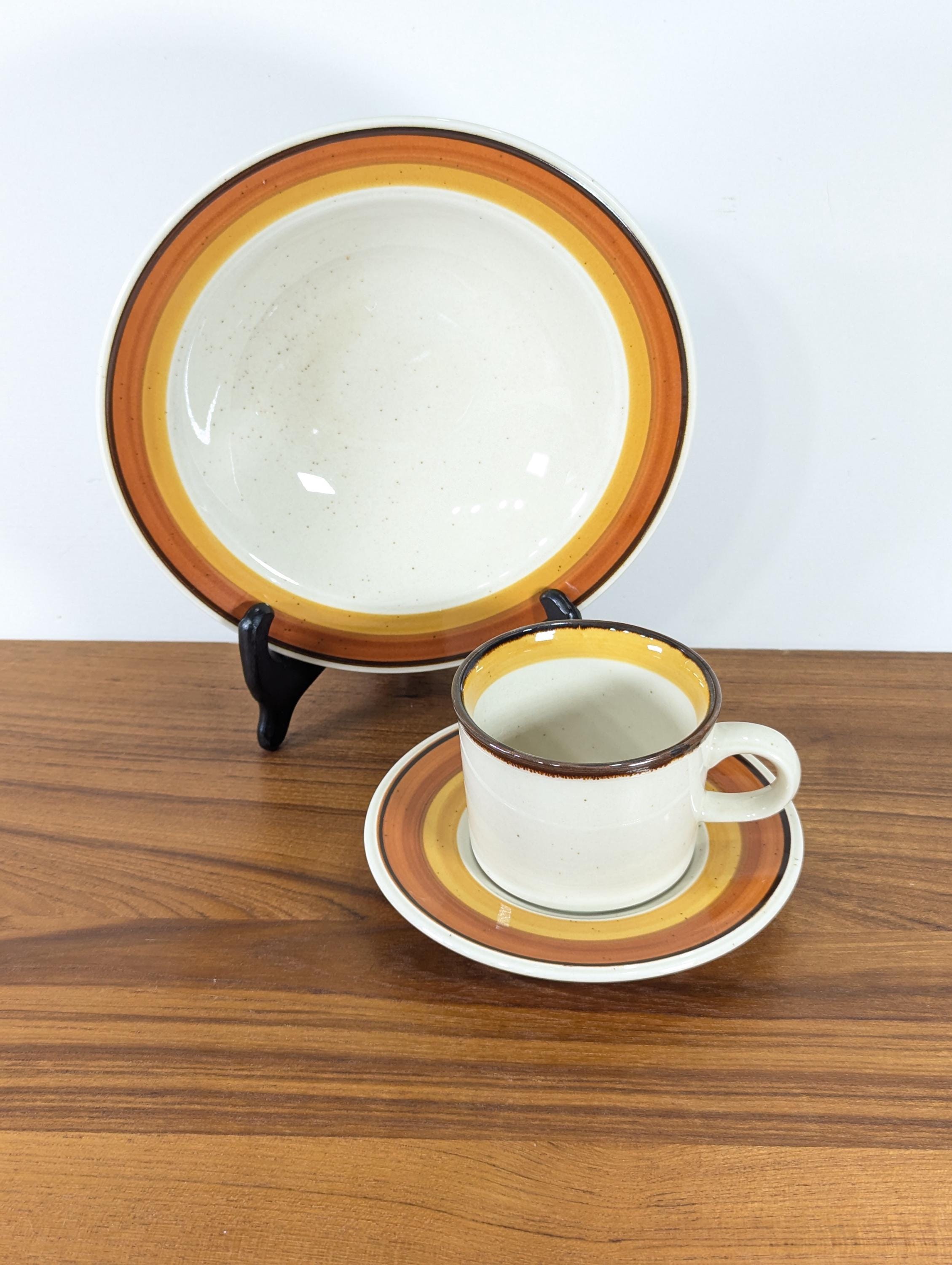 1970s MIKASA Orange Peel Breakfast Set for 1, Mid-century Modern