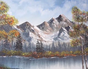 Mountain Retreat: Bob Ross Inspired Oil Painting 18x24