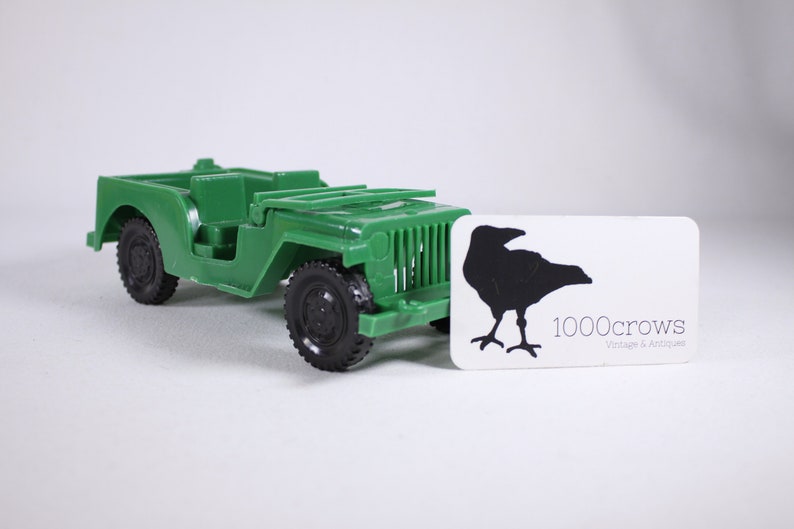 Vintage plastic Jeep Toy Willys jeep made in Canada CHOOSE Yellow or Green ca 1980s image 7