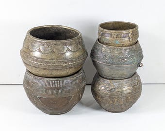 CHOOSE Antique Bronze Dhokra Grain or Rice Measuring Bowl, handmade lost wax casting
