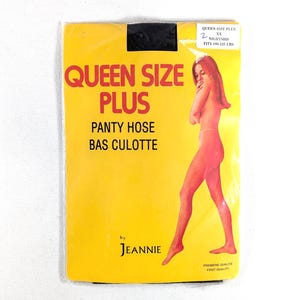 Vintage XXL Plus Size Pantyhose by Jeannie, fits 190-225 lbs, Black Nightshd