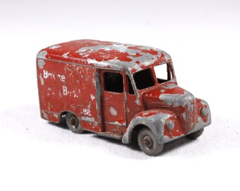 Vintage Lesney delivery van, Old Red 1 ton trojan van diecast toy car by Lesney made in england