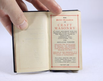 Tiny 1938 Freemason book The Perfect Ceremonies of Craft Masonry for emulation workers