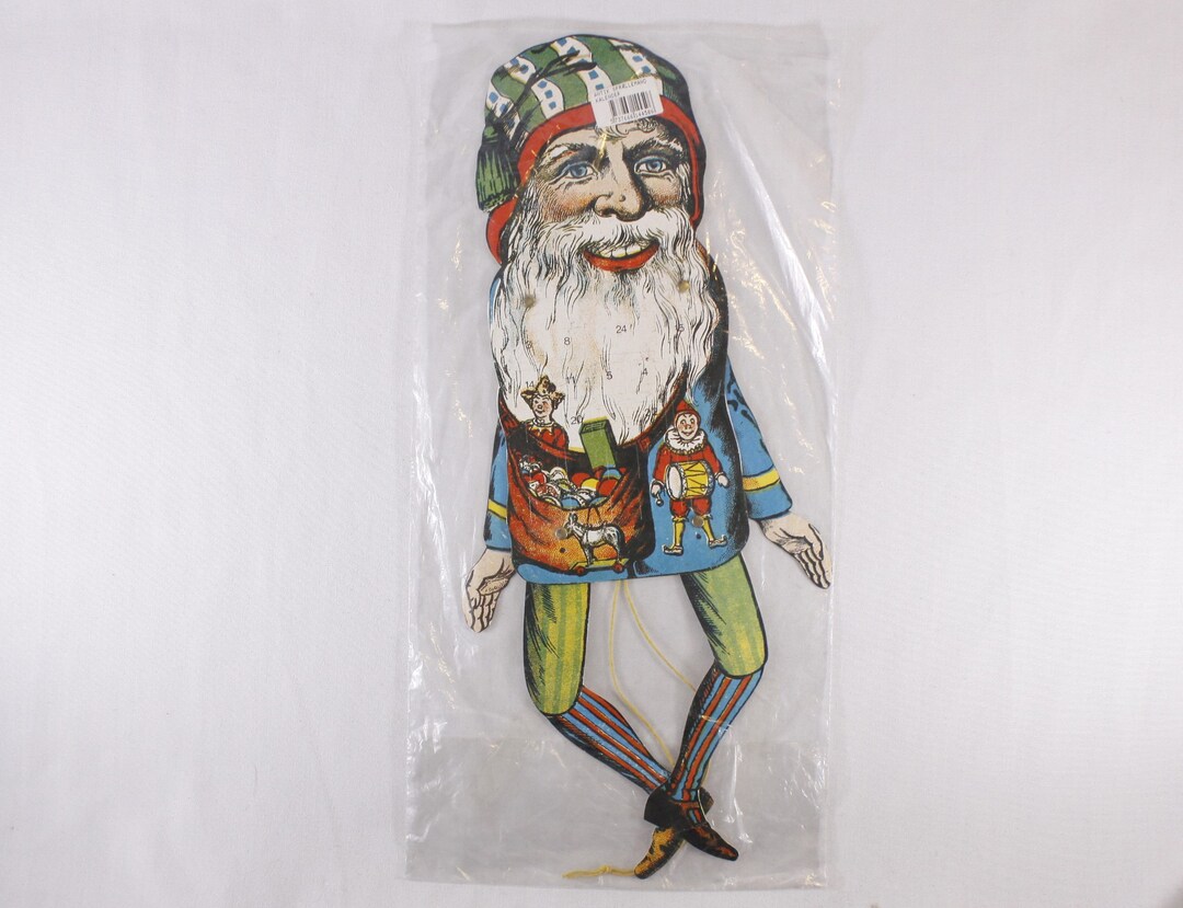 Vintage Danish Jumping Jack Santa Advent Calendar, Moveable Creepy ...