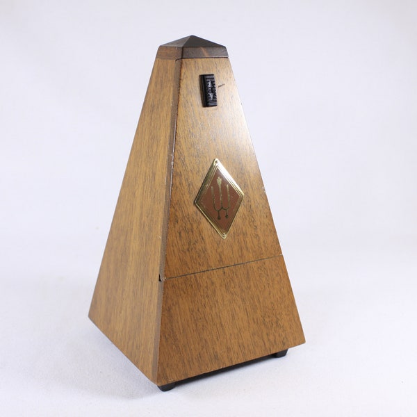 Vintage wooden Metronome Wittner West Germany, classic wooden piano music timer with bell, windup metronome with gong WORKS GREAT