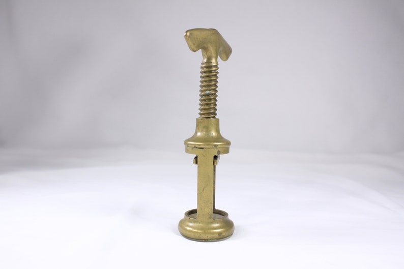 Vintage Italian solid brass corkscrew wine bottle opener, well made minimalist mcm retro bar wares, housewarming gift image 2