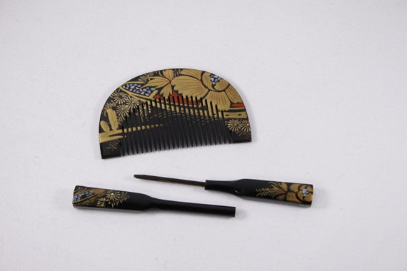 Vintage Japanese Kushi Comb and Kanzashi Hair Pin… - image 3