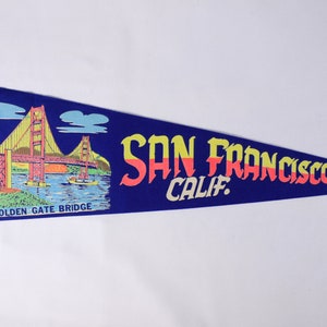 Vintage 26 NEON San Francisco California Golden Gate Bridge tourist souvenir pennant, vintage travel souvenir image 4